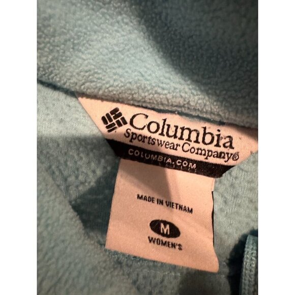 Columbia Womens Medium Light Blue Full-Zip Fleece Jacket With High Collar & Long - Picture 4 of 11